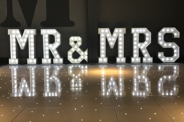 Light Up Mr & Mrs Letters to hire for your wedding across Liverpool and Surrounding Areas